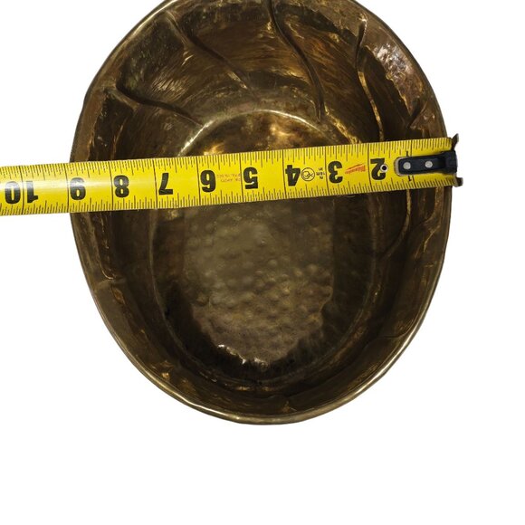 Vintage Hammered Brass Oval Planter 11x9 Mid-Century Modern Decor - Picture 12 of 13